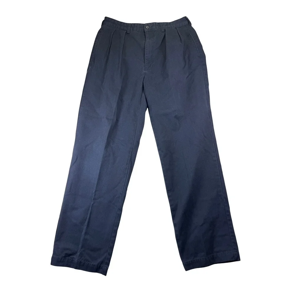 Polo Ralph Lauren Mens Chino Pants Blue Cotton Pleated Size 35x32‎ Preppy